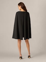 Adrianna Papell Black Structured Cape Sheath Dress - Image 2 of 6