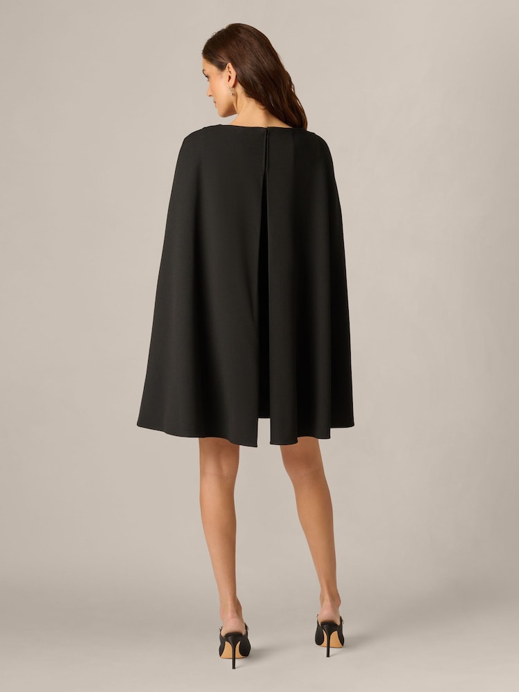 Adrianna Papell Black Structured Cape Sheath Dress - Image 2 of 6