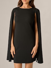 Adrianna Papell Black Structured Cape Sheath Dress - Image 4 of 6