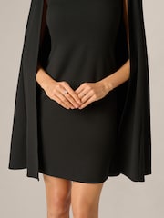 Adrianna Papell Black Structured Cape Sheath Dress - Image 5 of 6