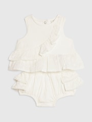 River Island White Ruffle Broderie Top & Short Set - Image 3 of 5