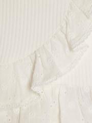 River Island White Ruffle Broderie Top & Short Set - Image 4 of 5