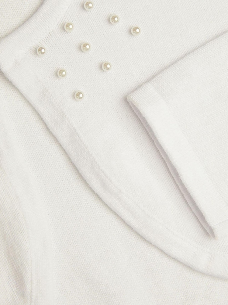 Monsoon White Scatter Pearl Communion Cardigan - Image 3 of 3