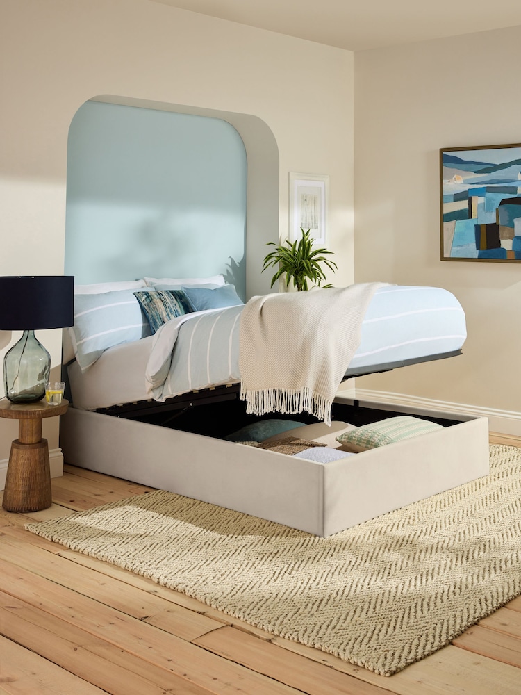 Natural Light Soft Texture Matson Upholstered Ottoman Storage Divan Bed - Image 2 of 6