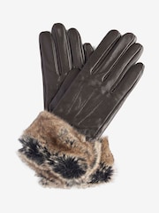 Barbour® Brown Trimmed Leather Gloves - Image 1 of 4