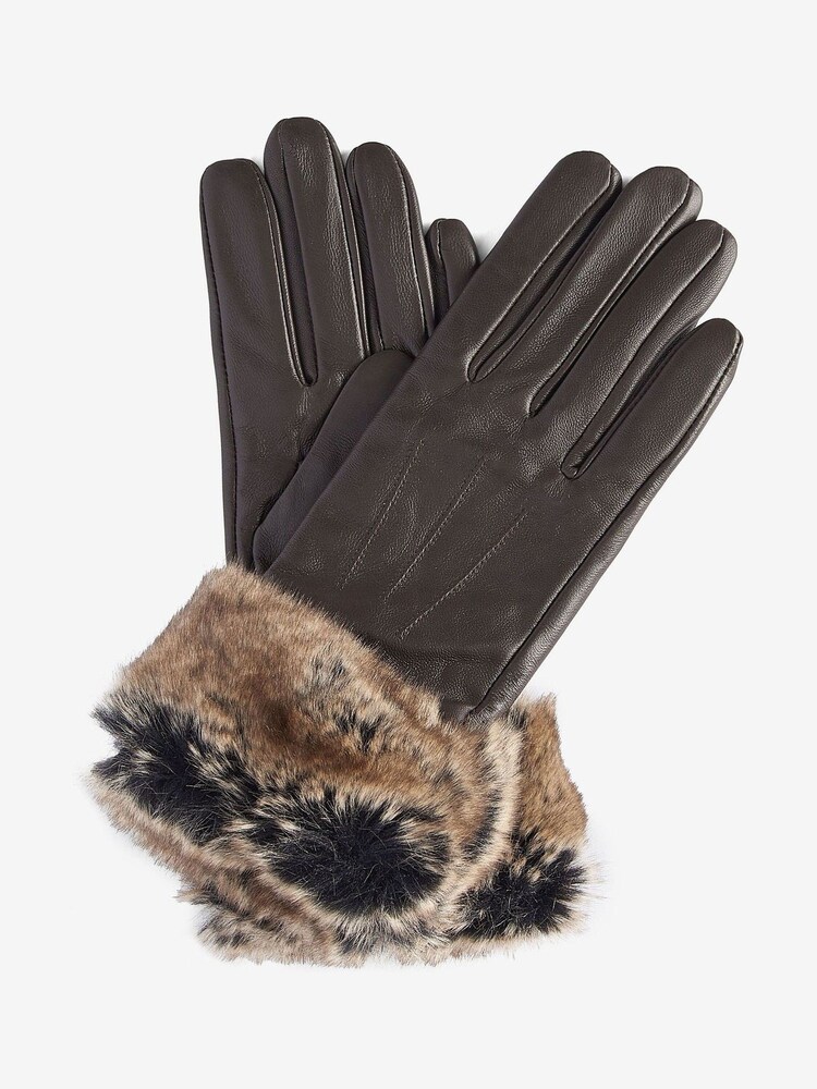 Barbour® Brown Trimmed Leather Gloves - Image 1 of 4