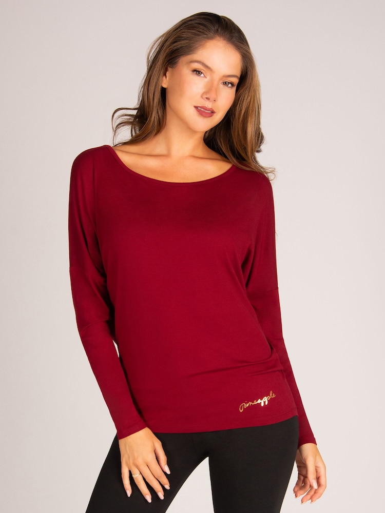 Burgundy Red - Pineapple Monroe Long Sleeve Jersey Top - Larawan 1 ng 7
