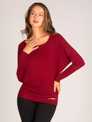 Burgundy Red - Pineapple Monroe Long Sleeve Jersey Top - Larawan 3 ng 7