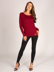 Burgundy Red - Pineapple Monroe Long Sleeve Jersey Top - Larawan 5 ng 7
