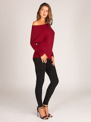 Burgundy Red - Pineapple Monroe Long Sleeve Jersey Top - Larawan 6 ng 7