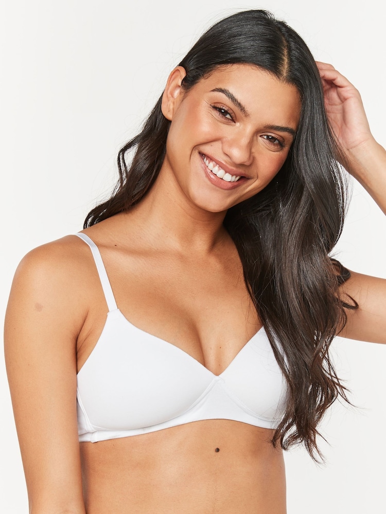 White/Navy Blue/Pink Pad Non Wire Cotton Blend Ultimate Comfort Bras 3 Pack - Image 6 of 10
