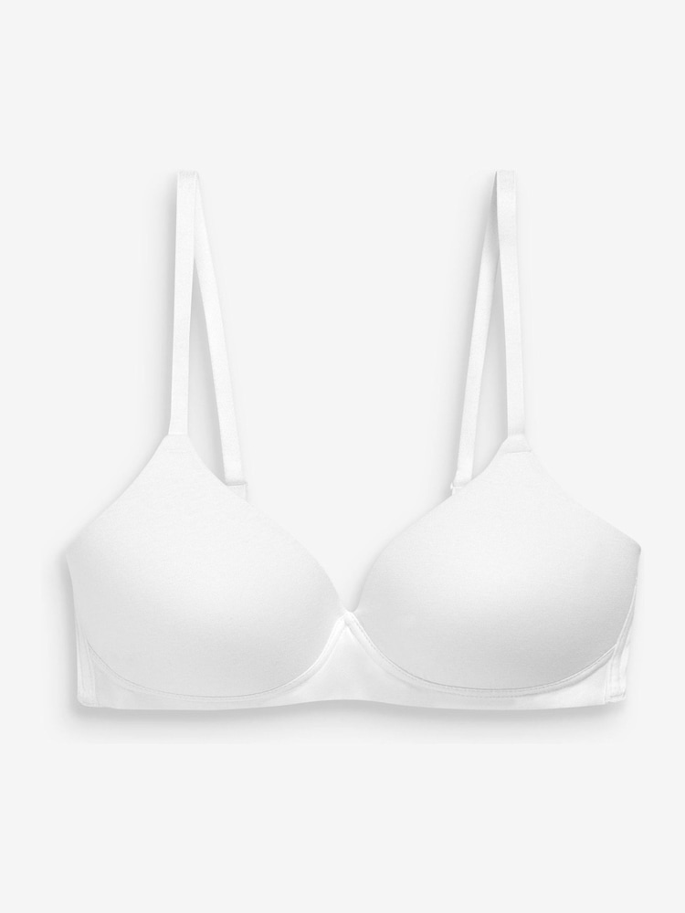 White/Navy Blue/Pink Pad Non Wire Cotton Blend Ultimate Comfort Bras 3 Pack - Image 9 of 10