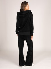 Pineapple Black Velour Zip Through Hoodie Jacket - Image 4 of 4