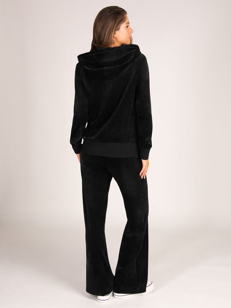 Pineapple Black Velour Zip Through Hoodie Jacket - Image 4 of 4