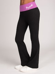 Negro/Morado - Pantalones acampanados de jersey con cintura plegable para niñas - Imagen 1 de 6