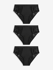 Negro - Pack de 3 braguitas de modal y encaje - Imagen 1 de 6