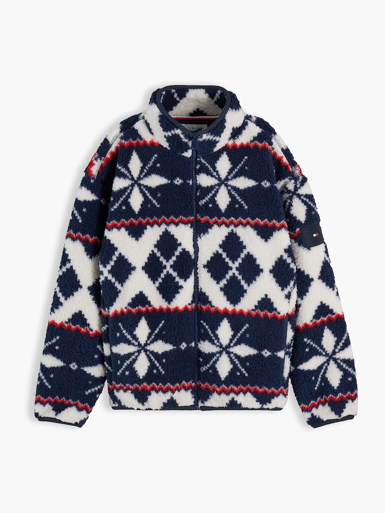 Tommy Hilfiger White Fair Isle Polar Fleece Jacket - Image 1 of 2