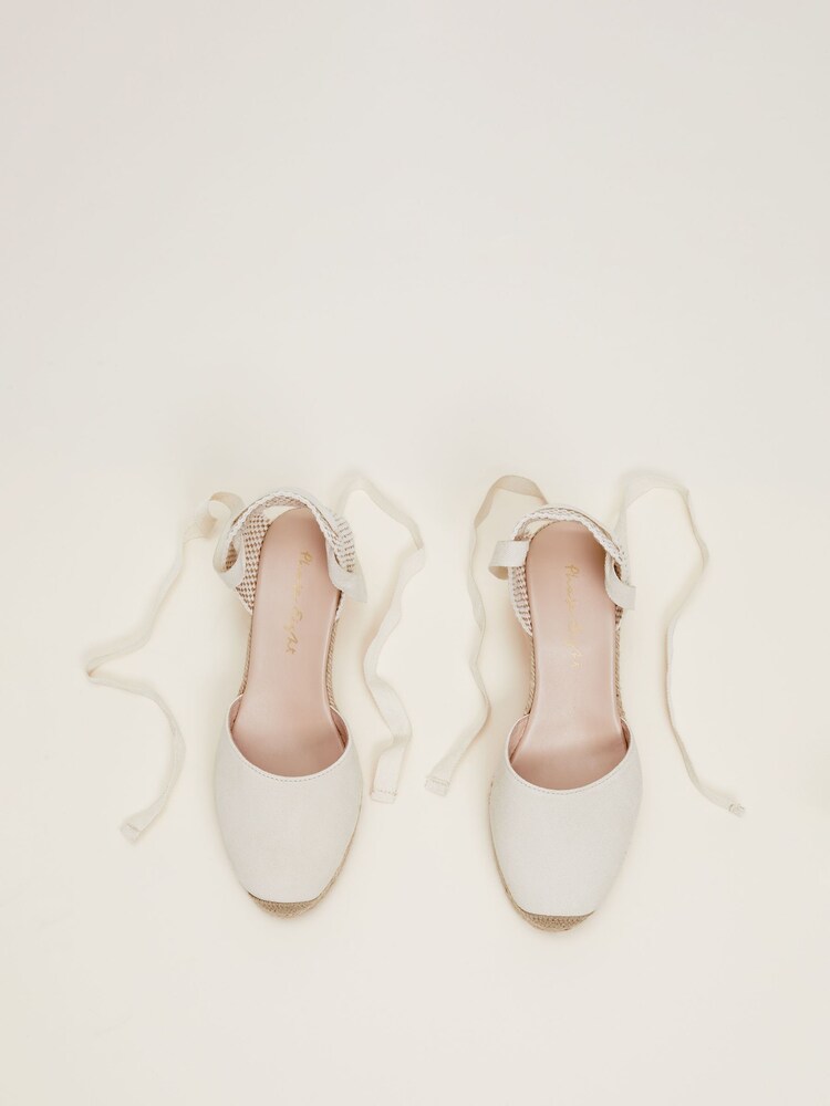 Phase Eight Cream Suede Ankle Tie Espadrille Shoes - Image 1 of 6