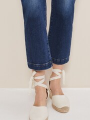 Phase Eight Cream Suede Ankle Tie Espadrille Shoes - Image 4 of 6