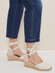 Phase Eight Cream Suede Ankle Tie Espadrille Shoes - Image 6 of 6