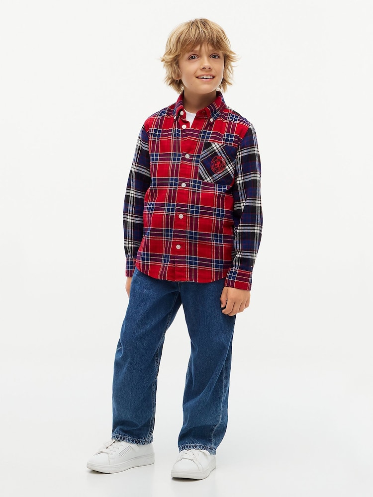 Tommy Hilfiger įprasto kirpimo flanelės marškinėliai su langeliais - 2 paveikslėlis iš 6