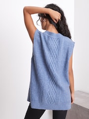 Blue V-Neck Cable Tank - Image 3 of 6