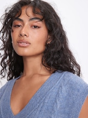 Blue V-Neck Cable Tank - Image 4 of 6