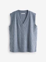 Blue V-Neck Cable Tank - Image 5 of 6