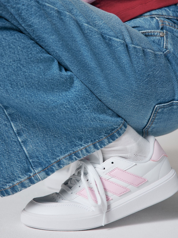 adidas White/Pink Court Block Animal Trainers - Image 1 of 8