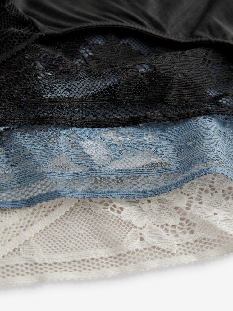 Black/Cream/Blue Brazilian Modal & Lace Knickers 3 Pack - Image 10 of 10