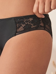 Black/Cream/Blue Brazilian Modal & Lace Knickers 3 Pack - Image 3 of 10