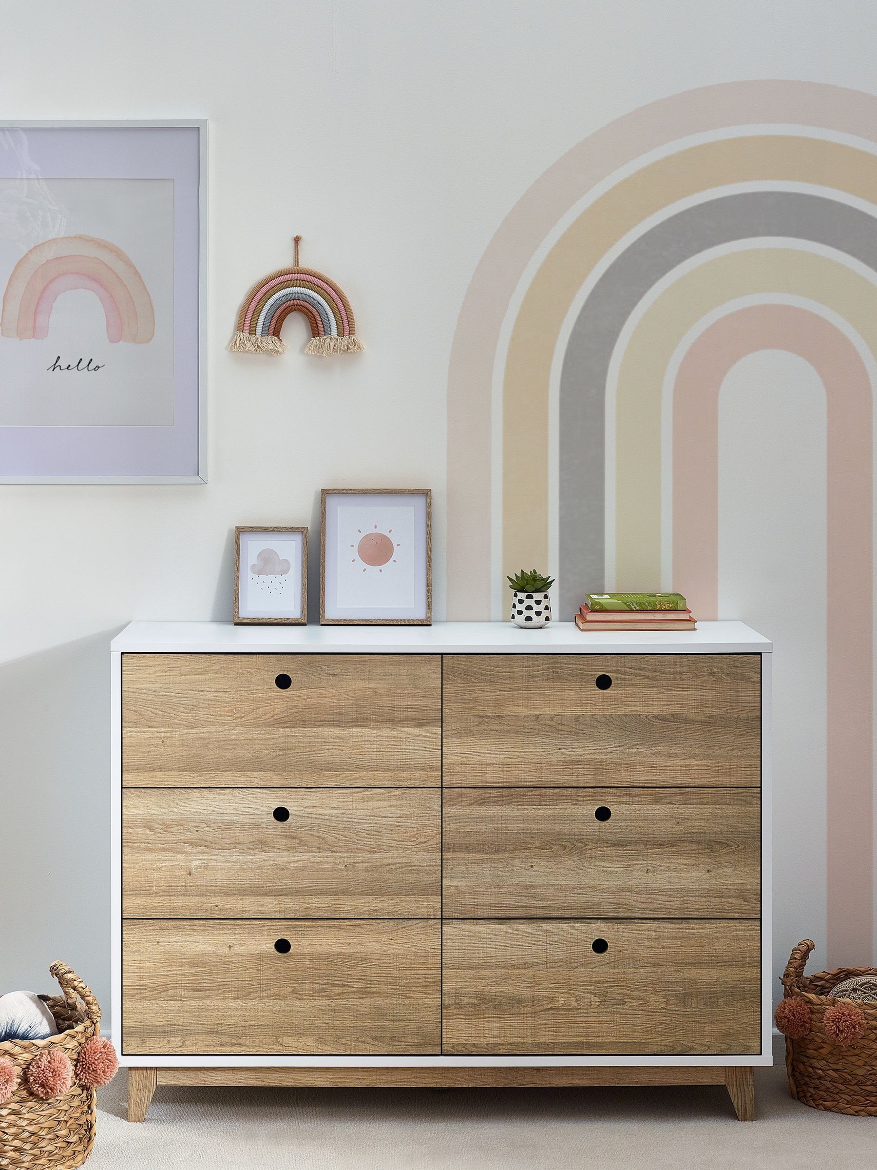 White Wood Effect Parker Kids 6 Drawer Chest of Drawers