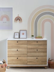 White/Wood Effect Parker Kids 6 Drawer Chest of Drawers - Image 1 of 8