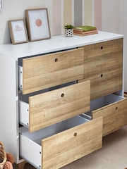 White/Wood Effect Parker Kids 6 Drawer Chest of Drawers - Image 3 of 8