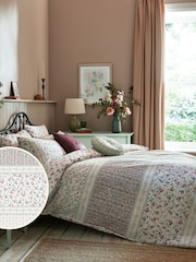 Laura Ashley Green 100% Cotton Elsing Stripe Duvet Cover and Pillowcase Set - Image 2 of 4