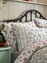 Laura Ashley Green 100% Cotton Elsing Stripe Duvet Cover and Pillowcase Set - Image 3 of 4