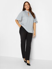 M&Co Grey Embellished Neck Keyhole Blouse - Image 1 of 3