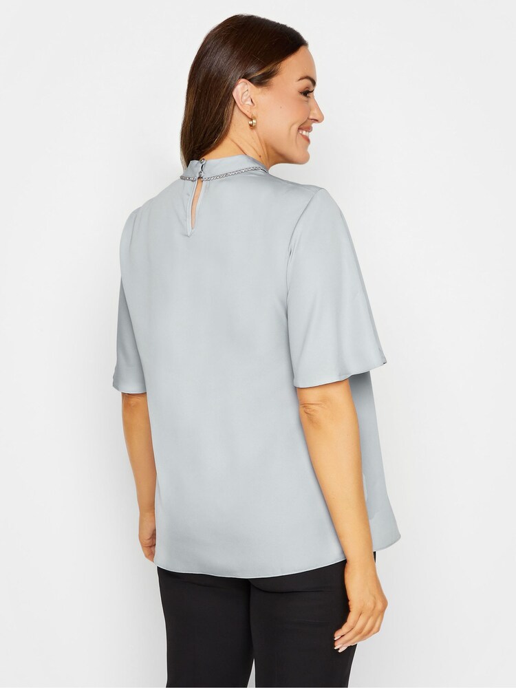 M&Co Grey Embellished Neck Keyhole Blouse - Image 2 of 3