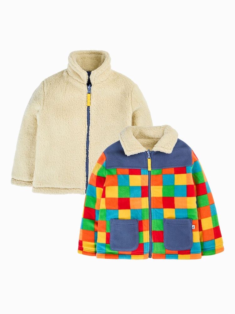 Frugi Blue Blazey Reversible Fleece Jacket - Image 1 of 5 Frugi Blue Blazey Reversible Fleece Jacket - Image 1 of 5