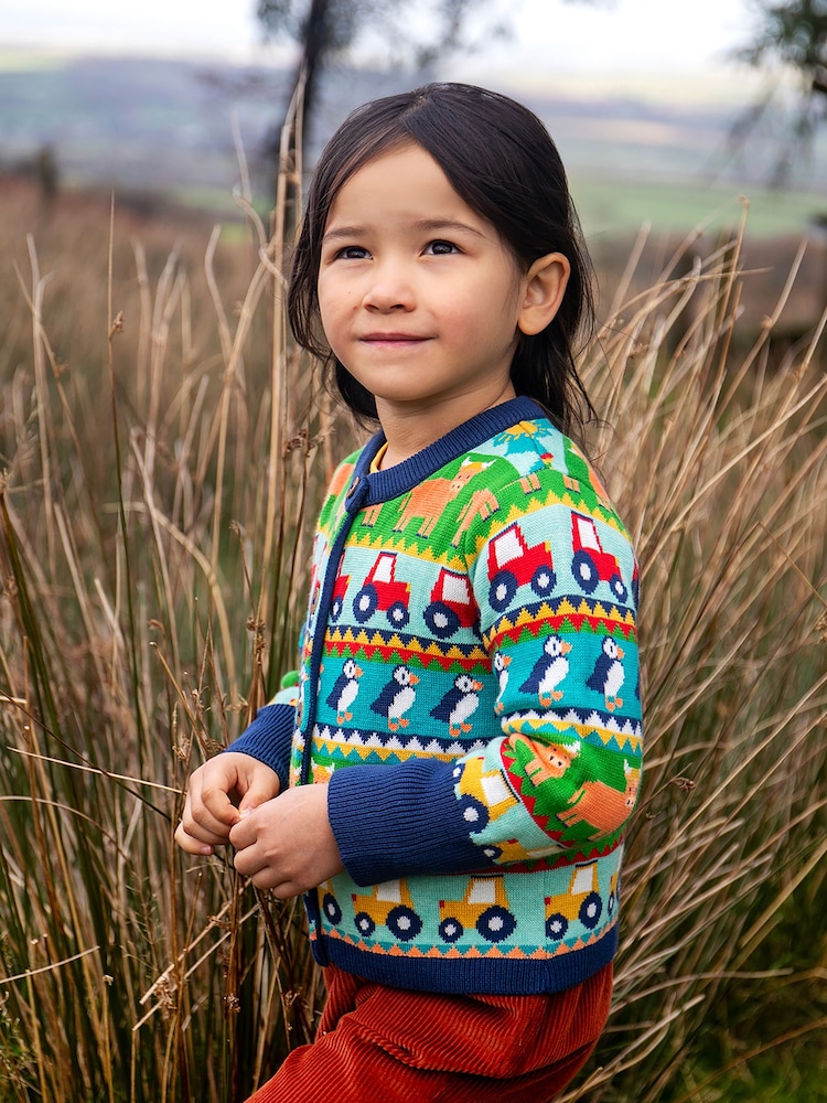 Frugi Blue Robyn Fairisle Cardigan - Image 1 of 4 Frugi Blue Robyn Fairisle Cardigan - Image 1 of 4