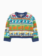Frugi Blue Robyn Fairisle Cardigan - Image 2 of 4