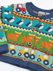 Frugi Blue Robyn Fairisle Cardigan - Image 3 of 4
