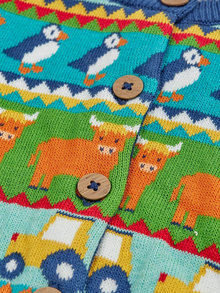 Frugi Blue Robyn Fairisle Cardigan - Image 4 of 4 Frugi Blue Robyn Fairisle Cardigan - Image 4 of 4