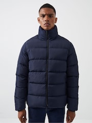 French Connection Blue Mid Length Row Funnel Neck Jacket - Image 1 of 6