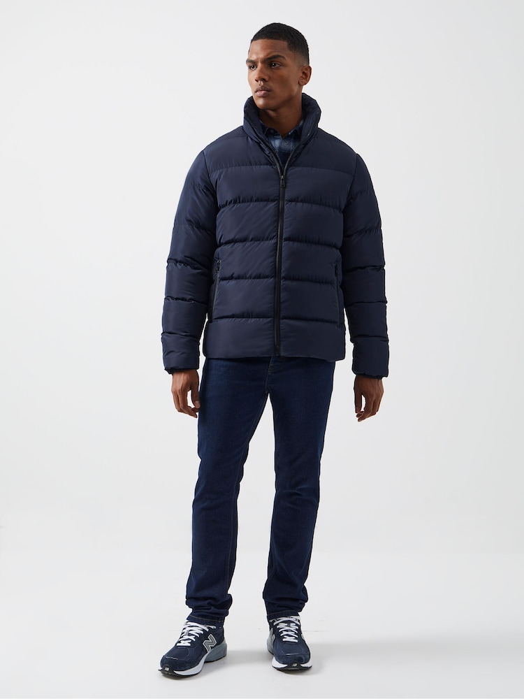 French Connection Blue Mid Length Row Funnel Neck Jacket - Image 2 of 6