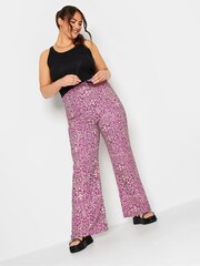 Yours Curve Purple Printed Wide Leg Trousers - Image 2 of 4