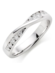 Beaverbrooks 9ct White Gold Diamond Wedding Ring - Image 1 of 4