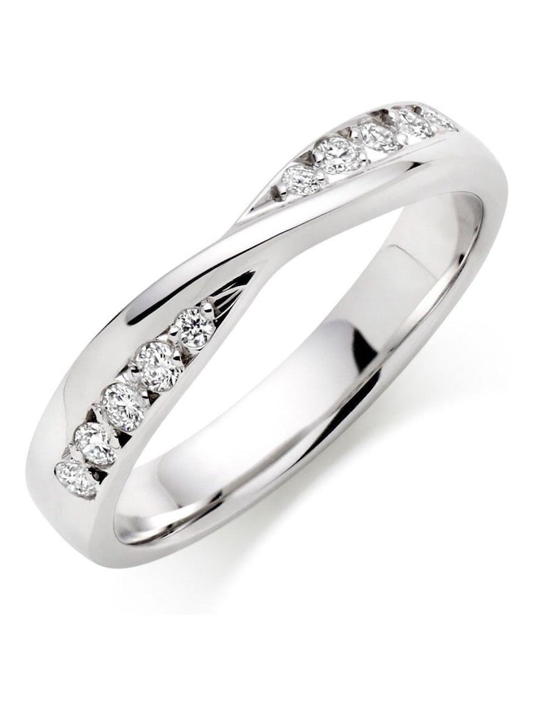 Beaverbrooks 9ct White Gold Diamond Wedding Ring - Image 1 of 4