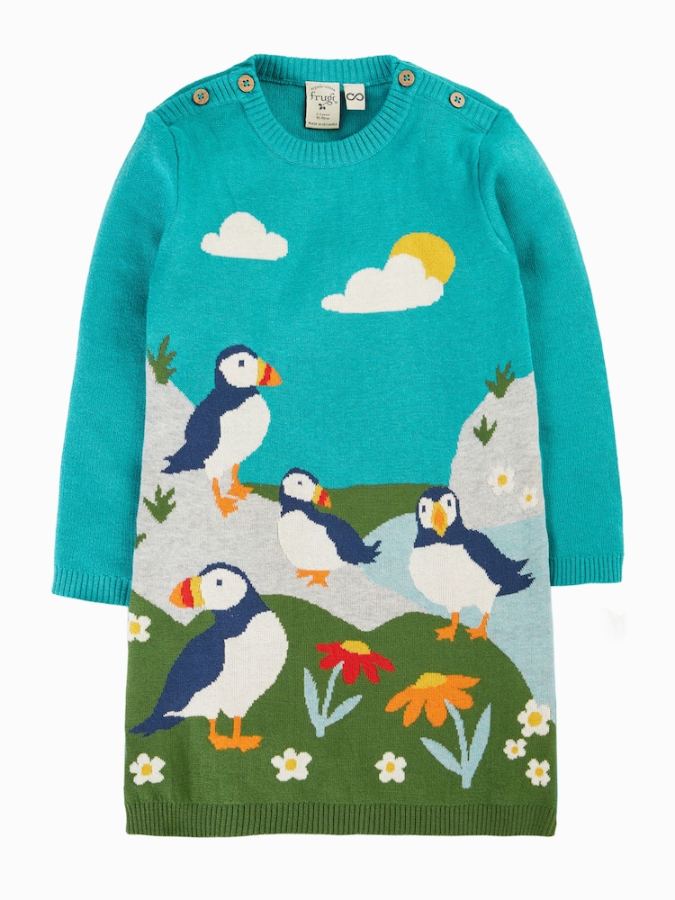 Frugi Blue Kiera Knitted Dress - Image 1 of 3 Frugi Blue Kiera Knitted Dress - Image 1 of 3