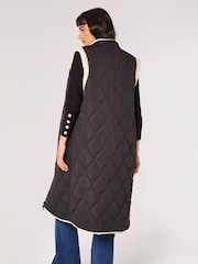 Apricot Black Longline Reversible Borg Quilted Gilet - Image 2 of 5